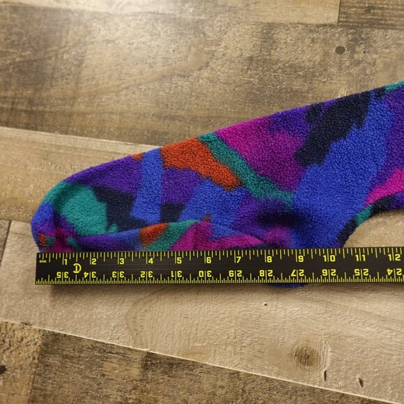 Vintage L.L. Bean Fleece Socks M Multicolor Geometric Pattern Cozy Warm Retro - Picture 5 of 7